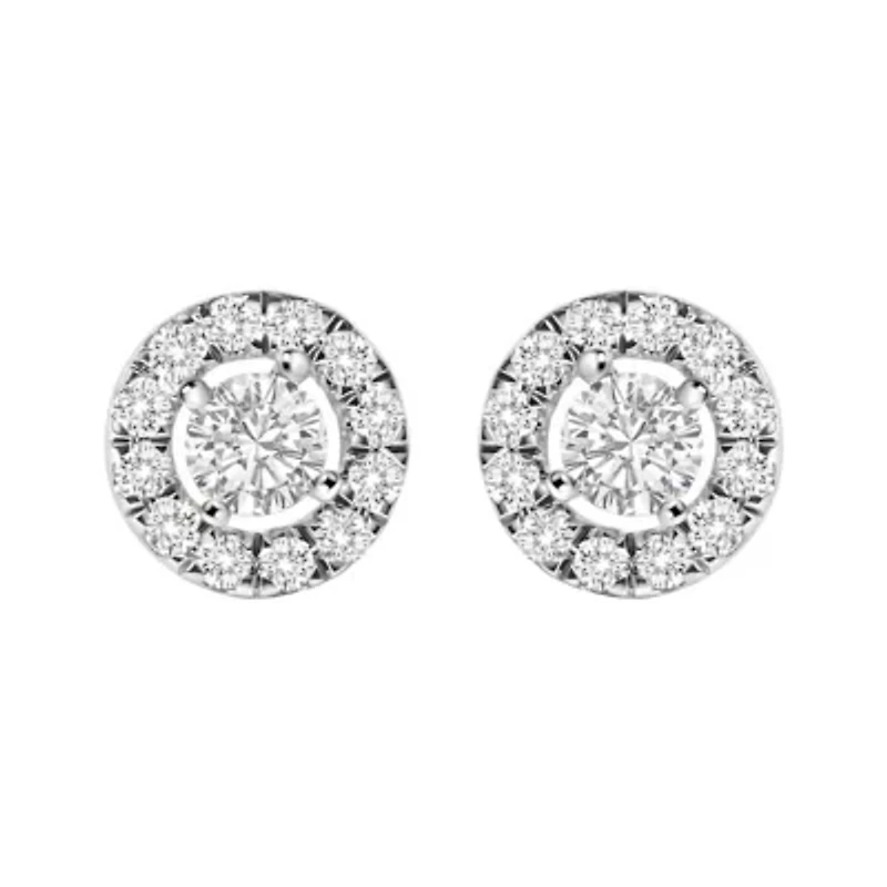 Lab Created 14K White Gold 3/4 Ct Lab-Grown Diamond Floating Halo Stud Earring
