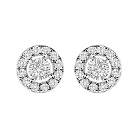 Lab Created 14K White Gold 3/4 Ct Lab-Grown Diamond Floating Halo Stud Earring