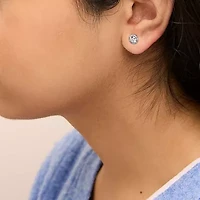Lab Created 14K White Gold 1.0 Ct Lab-Grown Diamond Halo Stud Earring