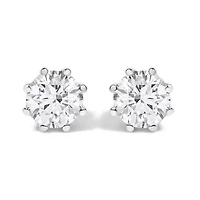 Lab Created 14K White Gold 1.0 Ct Lab-Grown Diamond 8 Prong Hidden Halo Stud Earrings