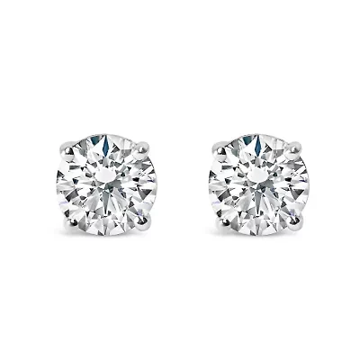 Platinum 2.00 Cttw Round Lab Grown Diamond Solitaire Stud Earrings