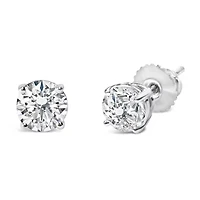 Platinum 2.00 Cttw Round Lab Grown Diamond Solitaire Stud Earrings