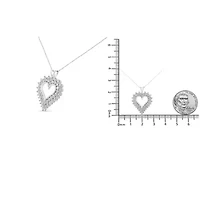 Silver 4 Cttw Round-Cut Double Row Composite Diamond Heart 18" Pendant Necklace