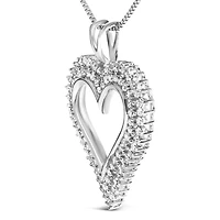 Lab Created Silver 1.00 Cttw Lab-Grown Diamond Open Heart Pendant Necklace - 18" Inches