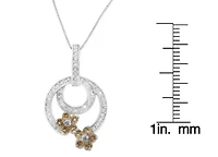 .925 Sterling Silver 1 cttw Round Cut Diamond Floral Garden Pendant Necklace
