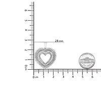.925 Sterling Silver 1.0 Ctw Diamond Shadow Open Heart Halo 18" Pendant Necklace