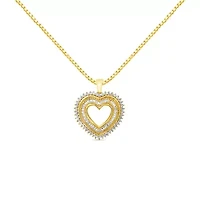 14K Yellow Gold Plated Silver 1.0 Cttw Diamond Composite Hearth 18" Pendant Necklace