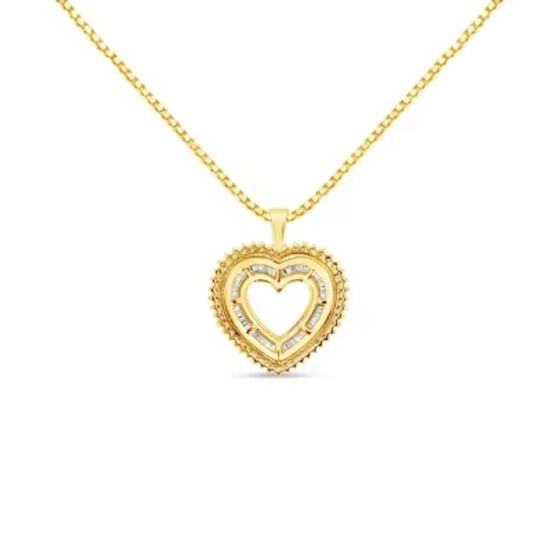 14K Yellow Gold Plated Silver 1.0 Cttw Diamond Composite Hearth 18" Pendant Necklace