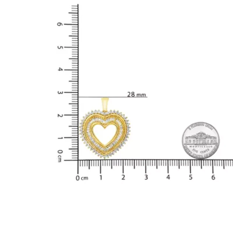 14K Yellow Gold Plated Silver 1.0 Cttw Diamond Composite Hearth 18" Pendant Necklace