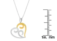 10K Yellow Gold Over Silver Open Heart with Swirls 18" Box Chain Pendant Necklace