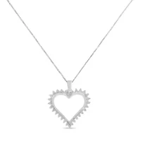 .925 Sterling Silver 1/4 cttw 3-Prong Diamond Open Heart 18" Pendant Necklace