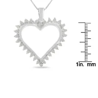 .925 Sterling Silver 1/4 cttw 3-Prong Diamond Open Heart 18" Pendant Necklace