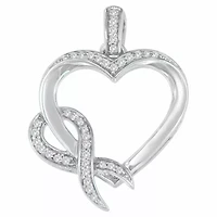 .925 Sterling Silver 1/6 cttw Diamond Heart Pendant Necklace