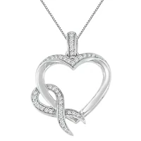 .925 Sterling Silver 1/6 cttw Diamond Heart Pendant Necklace