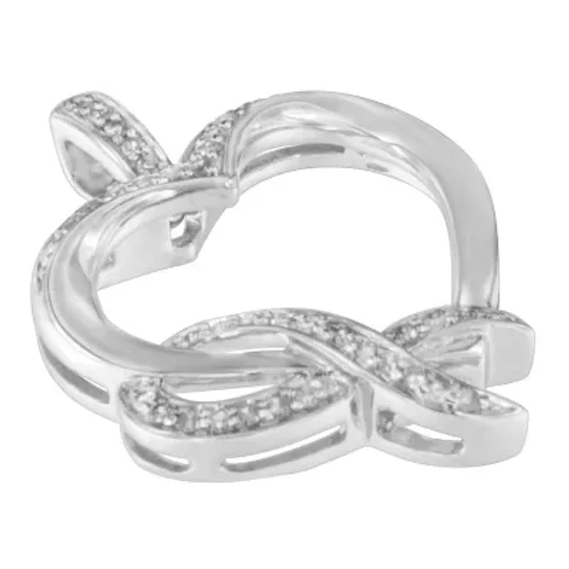 .925 Sterling Silver 1/6 cttw Diamond Heart Pendant Necklace