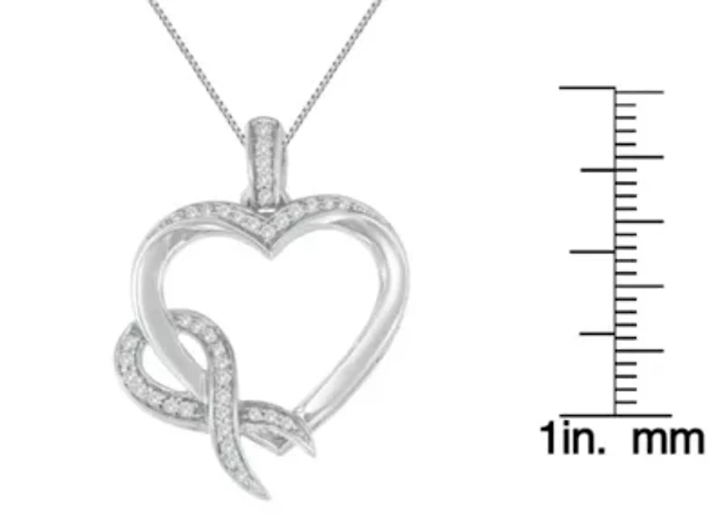 .925 Sterling Silver 1/6 cttw Diamond Heart Pendant Necklace