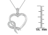 .925 Sterling Silver 1/6 cttw Diamond Heart Pendant Necklace