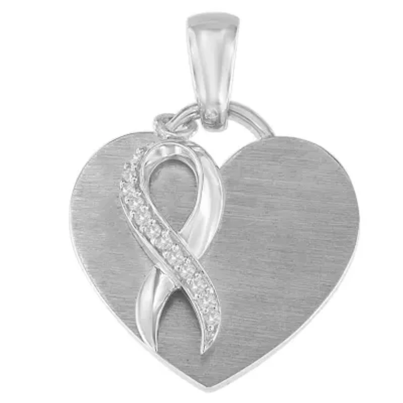 .925 Sterling Silver 1/10 cttw Diamond Heart Pendant Necklace