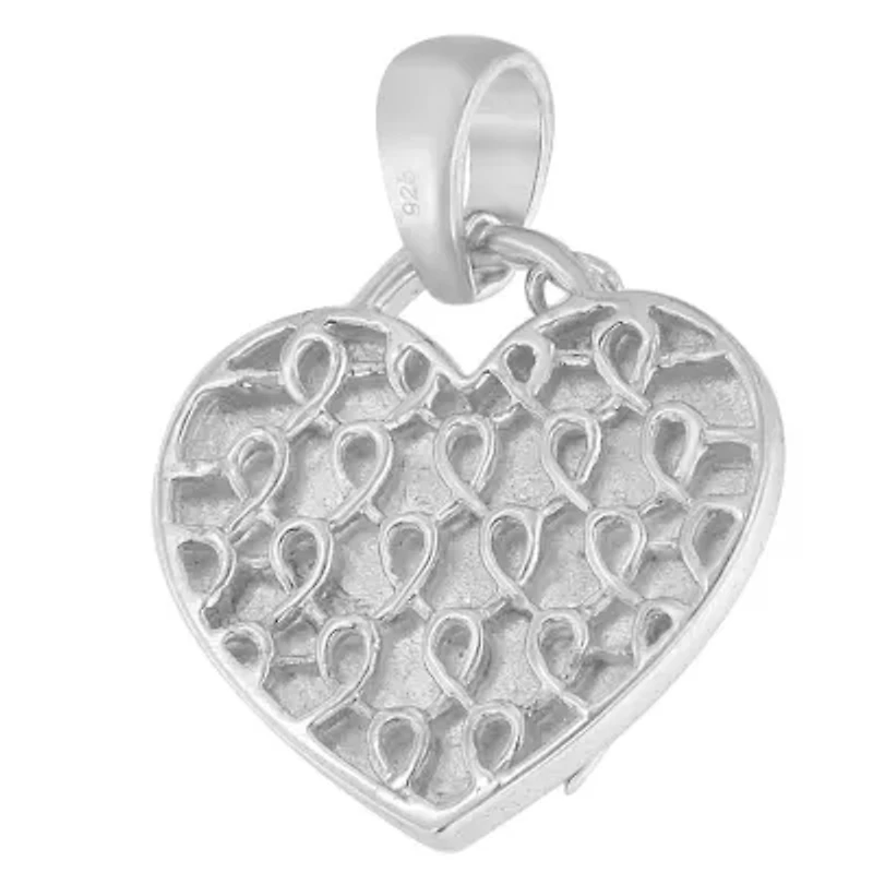 .925 Sterling Silver 1/10 cttw Diamond Heart Pendant Necklace