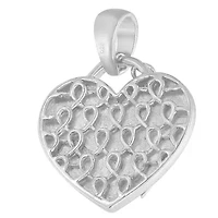 .925 Sterling Silver 1/10 cttw Diamond Heart Pendant Necklace
