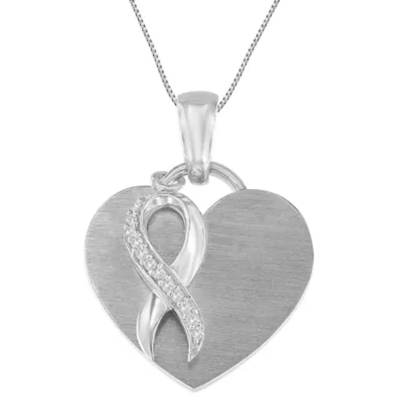 .925 Sterling Silver 1/10 cttw Diamond Heart Pendant Necklace