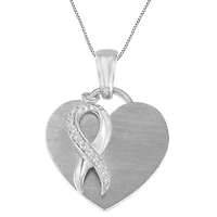 .925 Sterling Silver 1/10 cttw Diamond Heart Pendant Necklace