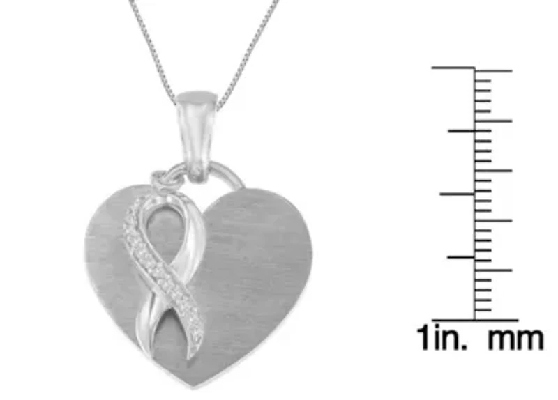 .925 Sterling Silver 1/10 cttw Diamond Heart Pendant Necklace