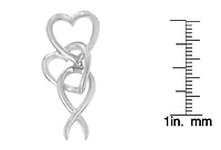 .925 Sterling Silver Double-Heart & Awareness Ribbon Linked Pendant Necklace