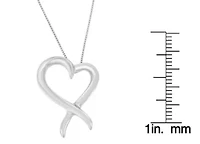 .925 Sterling Silver Open Heart-Shaped Awareness Ribbon Pendant Necklace