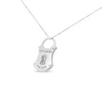 .925 Sterling Silver 1/10 Cttw Diamond Lock Pendant 18" Necklace