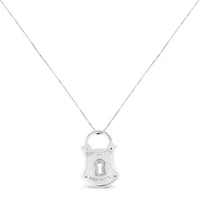 .925 Sterling Silver 1/10 Cttw Diamond Lock Pendant 18" Necklace