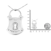 .925 Sterling Silver 1/10 Cttw Diamond Lock Pendant 18" Necklace