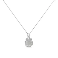 .925 Sterling Silver 1/3 cttw Diamond Ribbon and Circle Cluster 18" Pendant Necklace