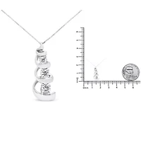 .925 Sterling Silver 1/4 cttw Diamond Swirl Shape Pendant Necklace