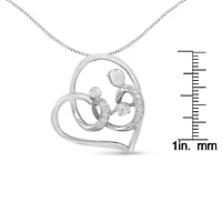 .925 Sterling Silver 1/6 cttw Diamond Heart Pendant Necklace