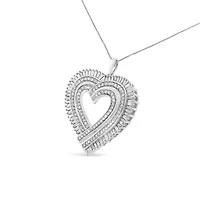 Silver 1 1/4 Cttw Diamond Composite Heart 18" Pendant Necklace