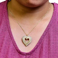 14K Yellow Gold Plated Silver 1/4 Cttw Diamond Composite Heart 18" Pendant Necklace