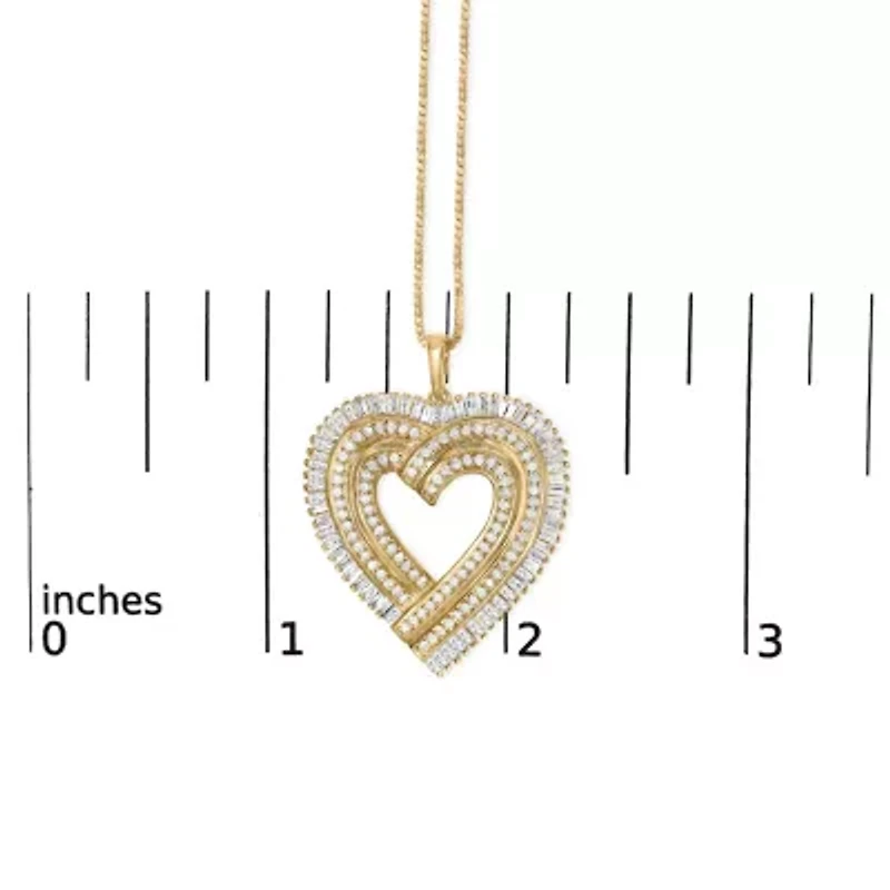 14K Yellow Gold Plated Silver 1/4 Cttw Diamond Composite Heart 18" Pendant Necklace