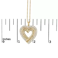 14K Yellow Gold Plated Silver 1/4 Cttw Diamond Composite Heart 18" Pendant Necklace