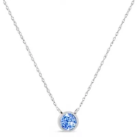 Silver 1/10 Carat Blue Diamond Suspended Bezel-Set Solitaire Pendant Necklace
