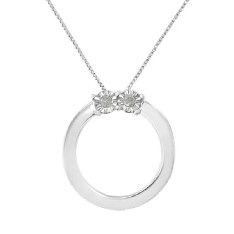 Silver 1/10 Cttw Diamond Miracle-Set 2 Stone 'Together Forever' Pendant Necklace