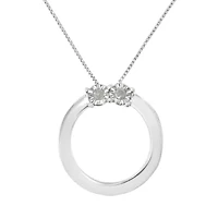 Silver 1/10 Cttw Diamond Miracle-Set 2 Stone 'Together Forever' Pendant Necklace