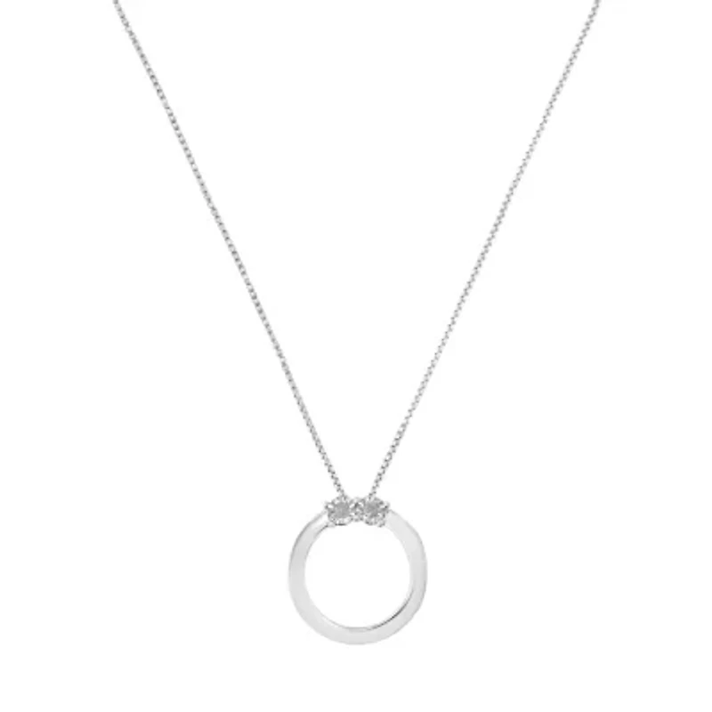 Silver 1/10 Cttw Diamond Miracle-Set 2 Stone 'Together Forever' Pendant Necklace