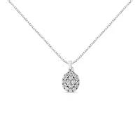 .925 Sterling Silver 1 1/2 Cttw Diamond Oval Cluster Pendant Necklace - 18"