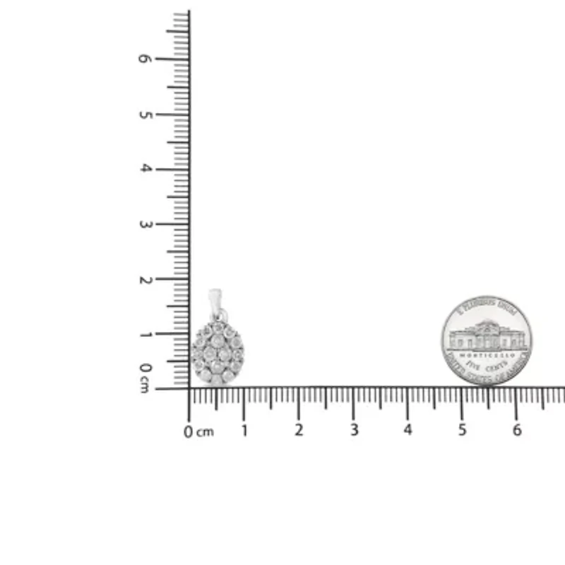 .925 Sterling Silver 1 1/2 Cttw Diamond Oval Cluster Pendant Necklace - 18"