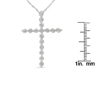 Silver 1/6 Cttw Diamond Miracle-Set Shared Prong Cross 18" Pendant Necklace