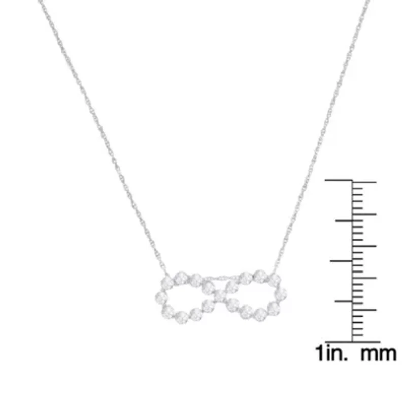 .925 Sterling Silver 1/4 cttw Diamond Infinity Pendant Necklace