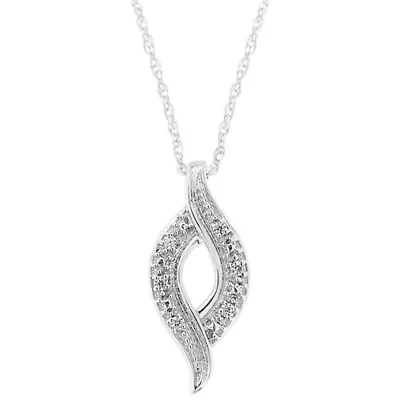 .925 Sterling Silver 1/25 cttw Round Cut Diamond Fashion Pendant Necklace