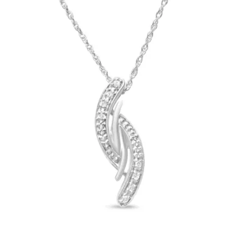 .925 Sterling Silver Diamond Accent Bypass Curve 18" Pendant Necklace