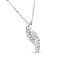 .925 Sterling Silver Diamond Accent Bypass Curve 18" Pendant Necklace